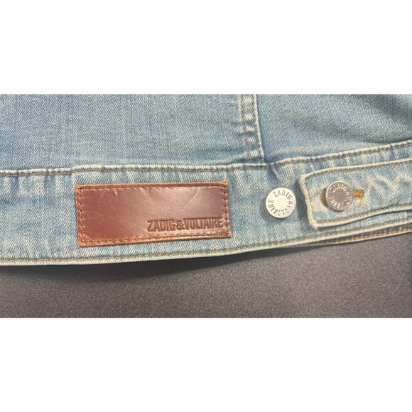 Zadig & Voltaire NWOT Kase Denim Jacket Light Blue in Size M Missing zipper Pull - Picture 7 of 7